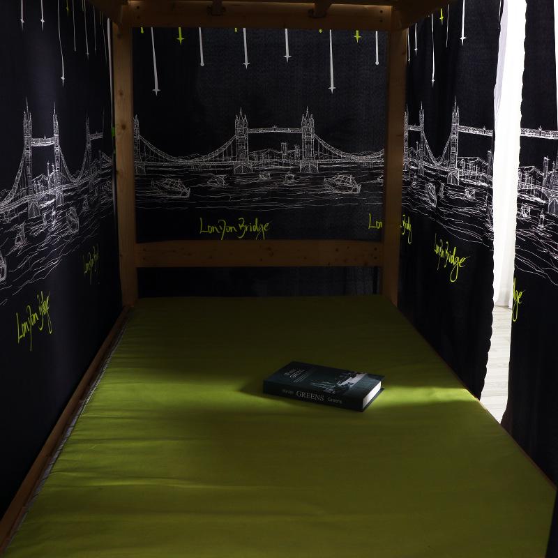 Student Bunk Bed Curtains, Light-Blocking & Windproof Privacy Canopy for Dorm Rooms