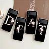 Flowers Initial Letter Hard PC Phone Case For Samsung Galaxy Z Flip 4 5 6 Black Cover For Galaxy Z Flip 3 Foldable Shockproof