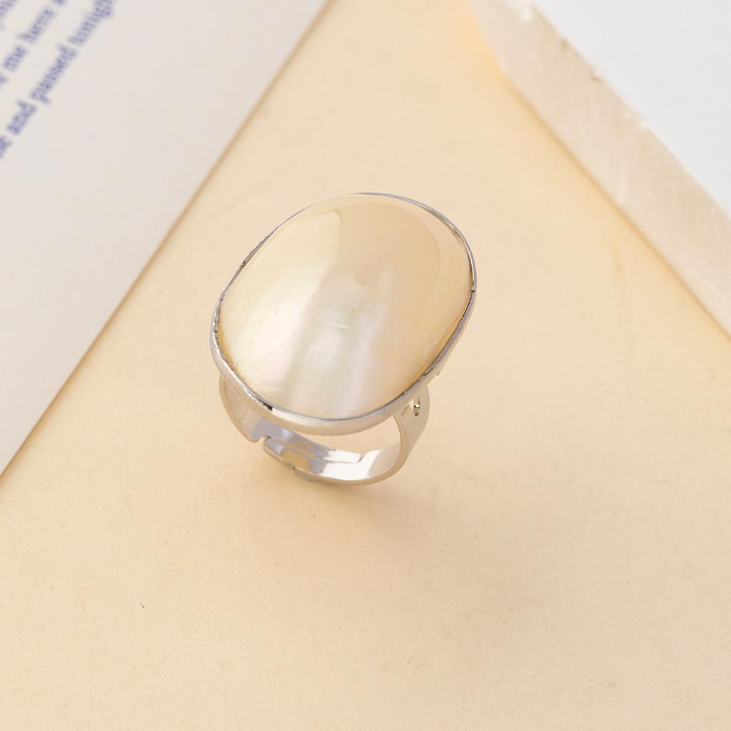 Natural White Conch Ring for Women Men Seashell Finger Rings Adjustable Silver Color Summer Beach Party Jewellery 25x30mm
