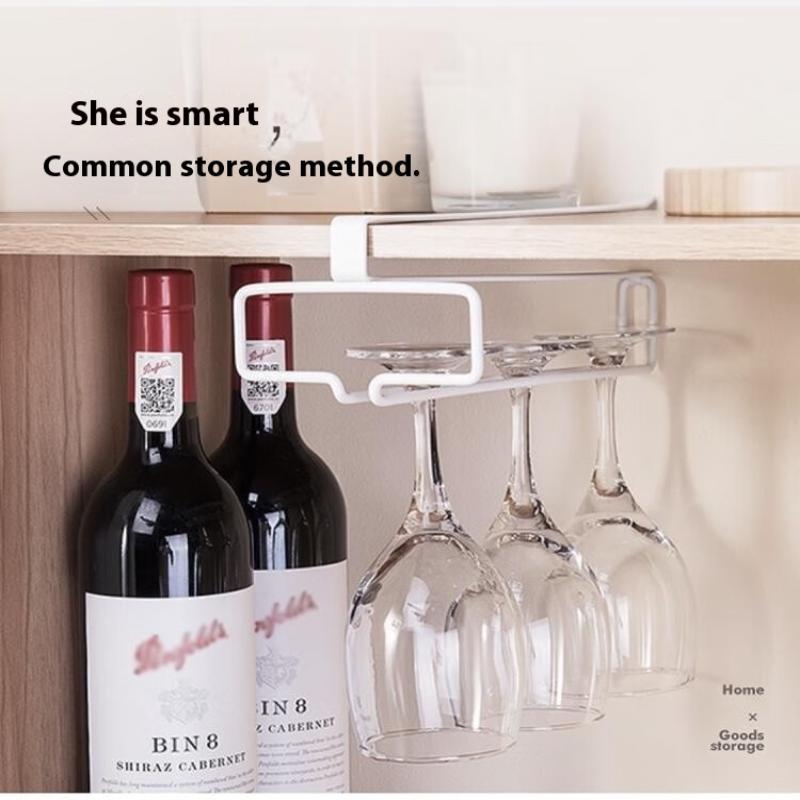 No Drilling Metal Wine Glass Holder - Stemware Rack For Under Cabinet Storage Kitchen Organization Kitchen/Bar Storage Supplies