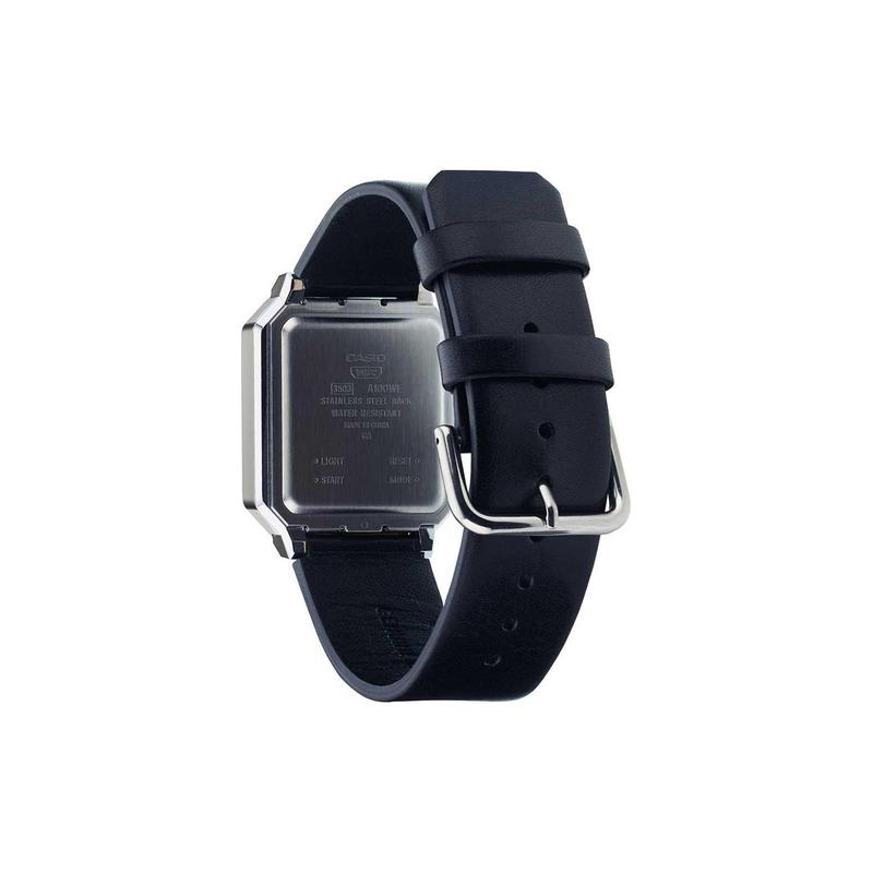 Casio VINTAGE Series-A100 Life Waterproof Quartz Movement Genuine Leather Strap Japanese and Korean Watch Unisex Gray Dial A100WEL-1A