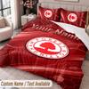 Ensemble de literie imprimé Nottingham Forest FC Texte avec nom personnalisé 1 housse de couette 2 taies d'oreiller Pour chambre à coucher