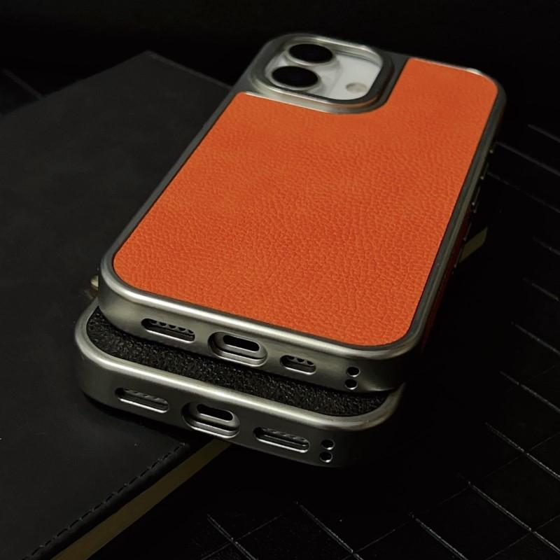 Premium Ltchi PU Leather Phone Case for iPhone 17 Air 16 15 14 Plus 13 Pro Max  Matte Plating Bumper Soft Business Cover