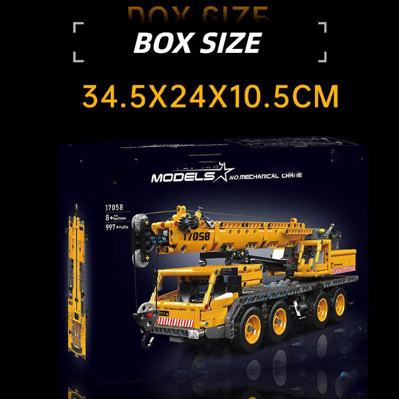 Non-Toxic 997Pcs City Technical Mechanical Crane Model Building Block Moc Truck Car Assembly Brick Enginerring Toys Children Diy Stem Gift