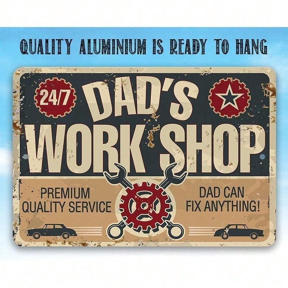Personalized Metal Wall Art Dad Workshop Sign Father's Day Christmas Gift