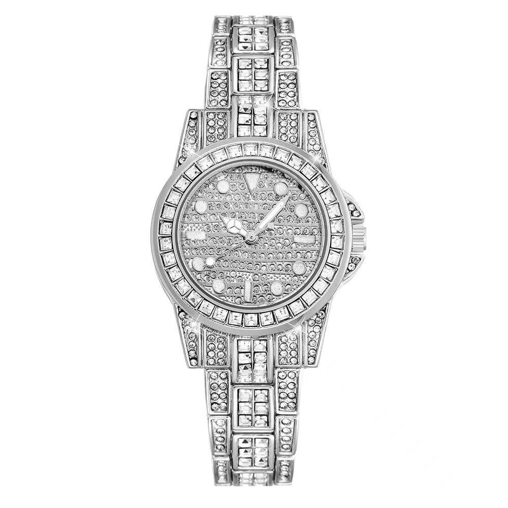 New Fashion Alloy Jewelry Full Of Drill Watch Ladies Quartz Watch Women Crystals Dress Wristwatches Stainless Steel Watch