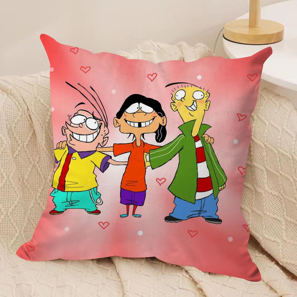 E-Ed Edd N Eddy Cushion Cover Silky Short Plush Double-Sided Printed Pillow Case for Sofa All Seasons Home Decor Gift
