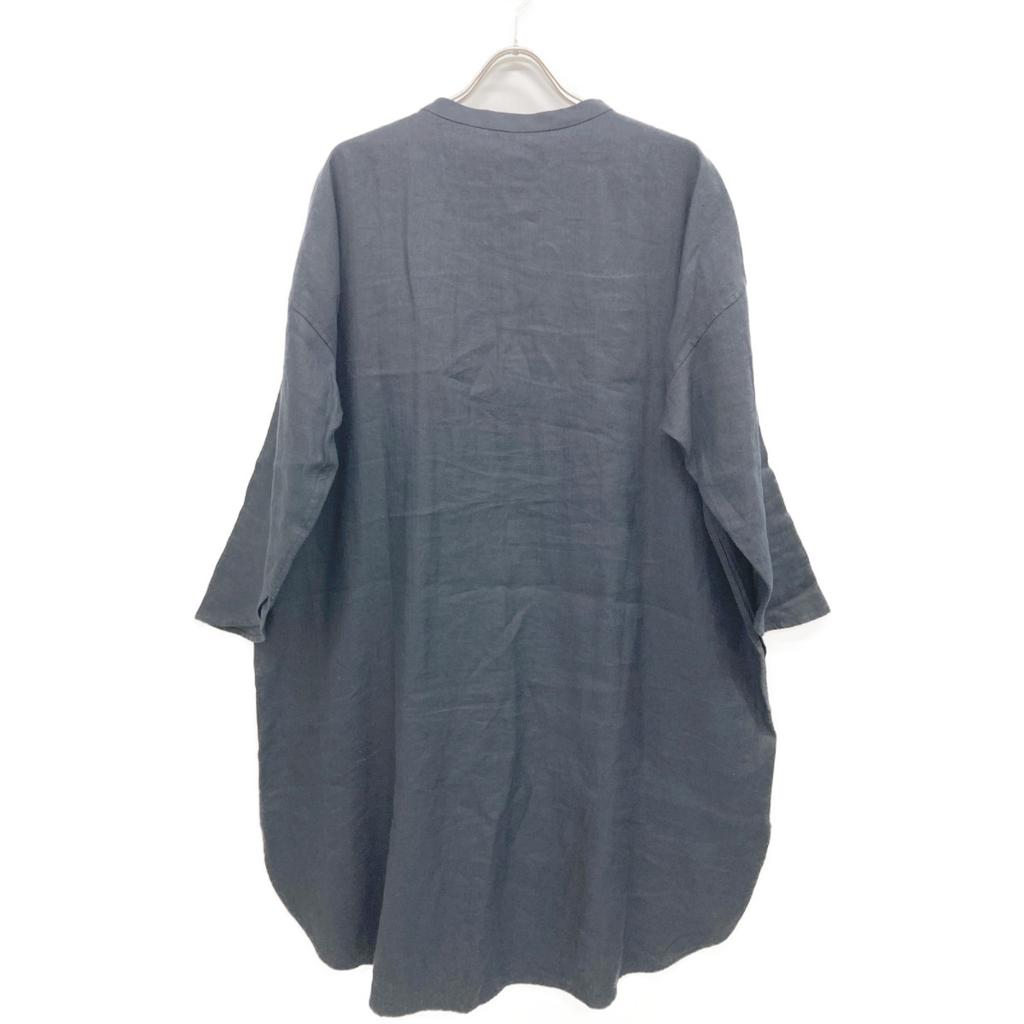 Babaghuri J0581FB411 Linen Silk Stand Collar Shirt Dress M blackUsed