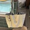 Large Capacity Canvas Shoulder Bag Reversible Shopping Handbag Niche Double-Sided Tote Bag  Work