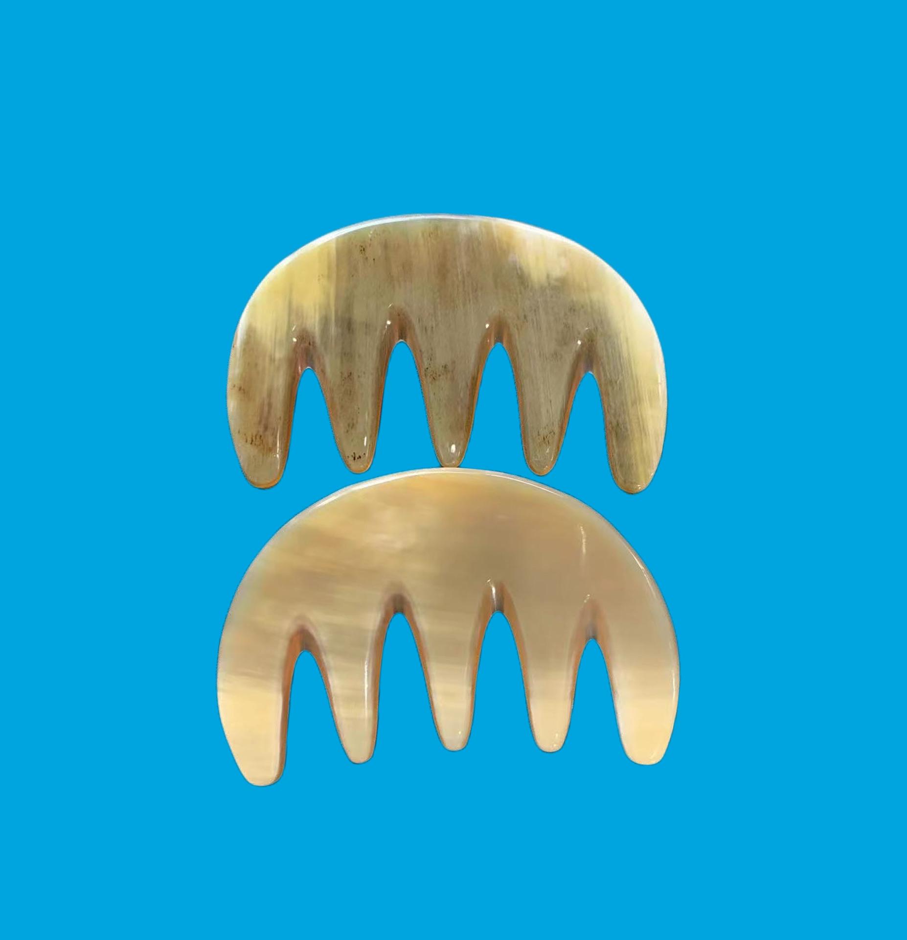 Ox Horn & Sheep Horn Gua Sha Massage Comb with Five-Tooth Design