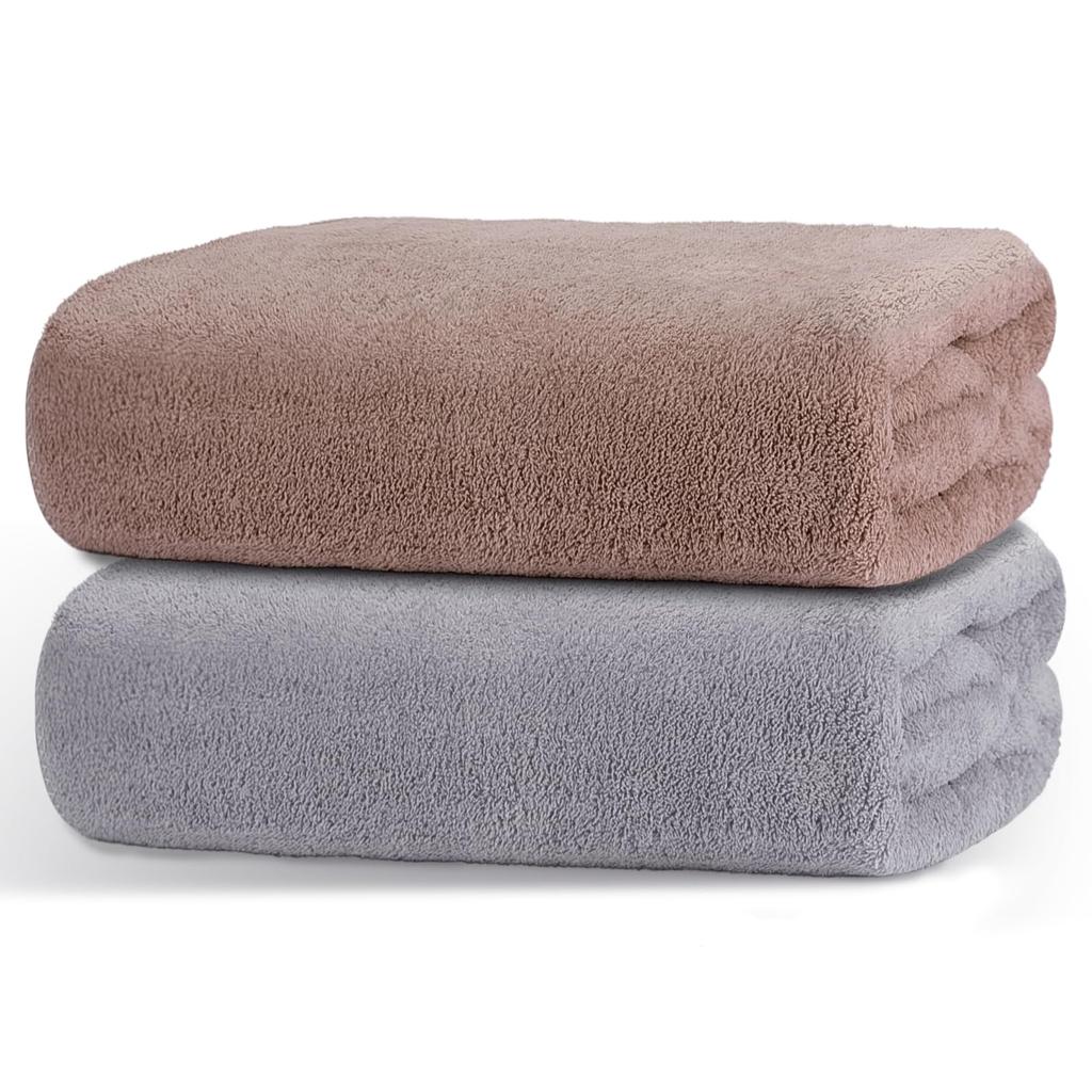 Junerose Extra Large Microfiber Bath Set of Instantly Comfortable To the Perfect for Rooms and After Baths Towels, 2, 90x180cm, Hotel-Quality, Fluffy,