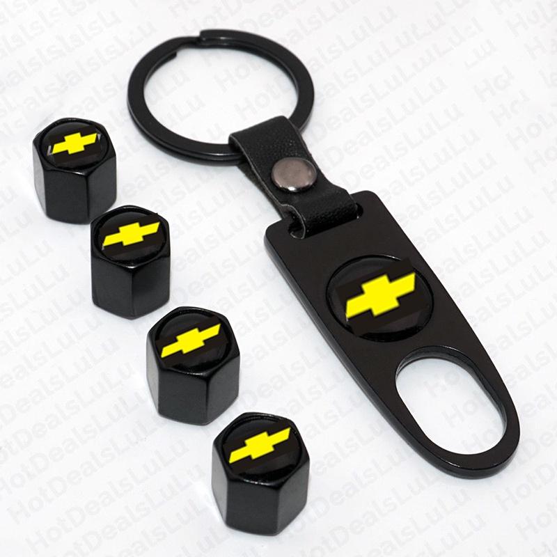Elegant Zinc Alloy Car Wheel Tire Valve Dust Caps With Chevrolet Emblem Keychain