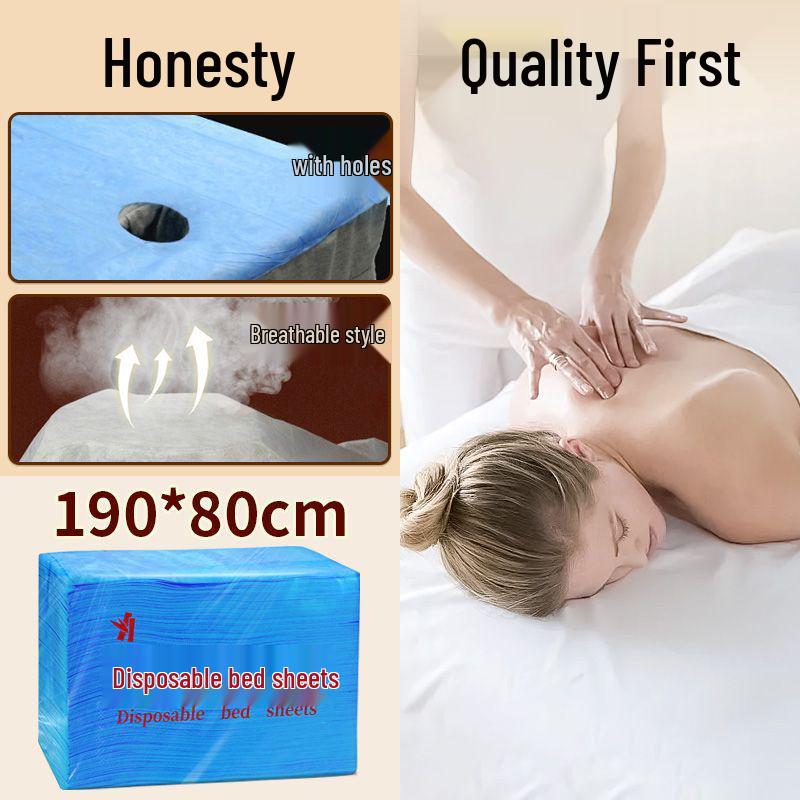 Waterproof & Oil-Proof Disposable Massage Bed Sheets, 200-Pack, Breathable, Thickened, with Face Hole for Beauty Salons