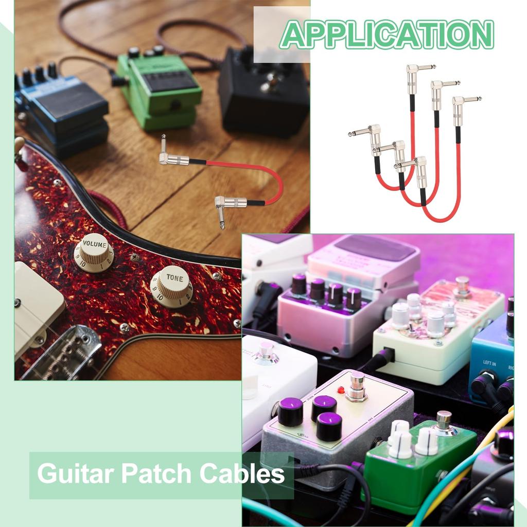 Uxcell 1pc Guitar Patch Cable 16 Inch Pedalboard Cord Inch Metal Double Elbow TS Right Corner Guitar Patch Effect Cable Cord for Instruments Effects