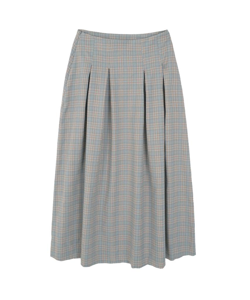 High School Disco Check Pleated Pocket Long Skirt