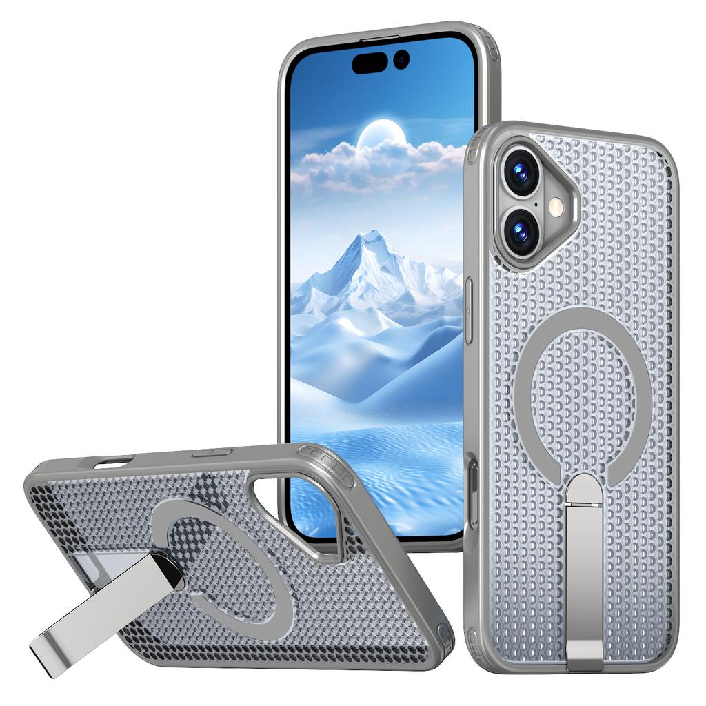 For Apple 16 Phone Case Magnetic Vertical Bracket Honeycomb Heat Dissipation Anti Drop for IPhone 16E Protective Case
