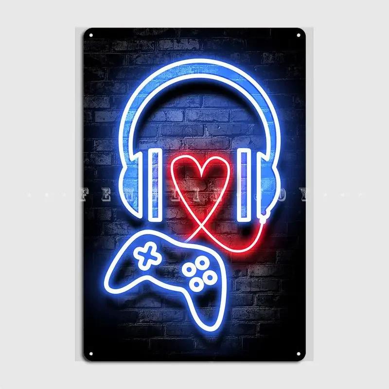 Music And Gaming Neon Metal Sign Cinema Living Room Club Bar Personalized Wall Plaque Tin Sign Poster