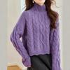 Womens Oversized Turtleneck Knit Sweater With Cable Loose Fit Fall Winter Casual Pullover