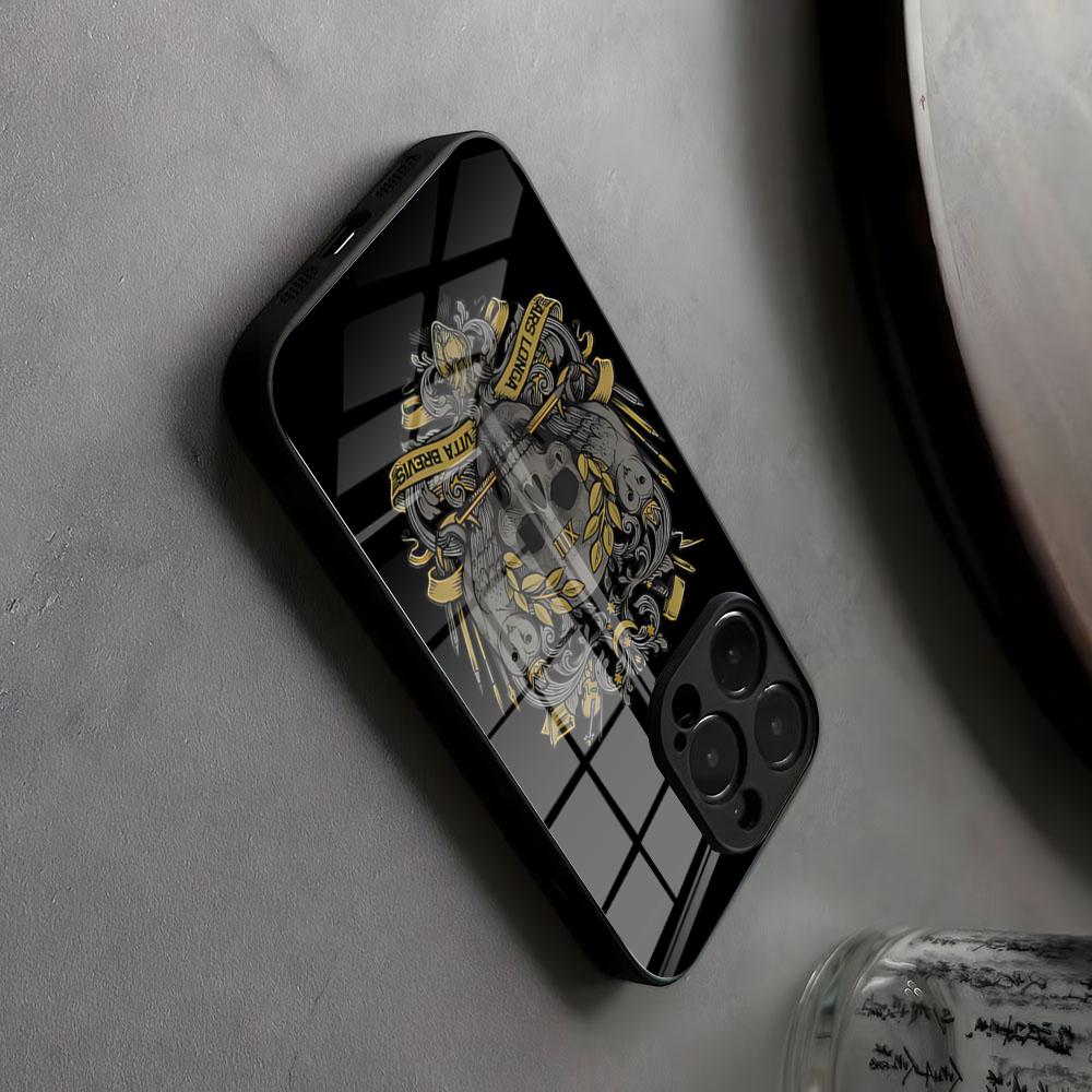 Occult Skull Black And White Phone Case Glass For IPhone17 Air 16 15 17 14 Pro Max 13 12 11 X XS XR Plus For Samsung S 25 24 23