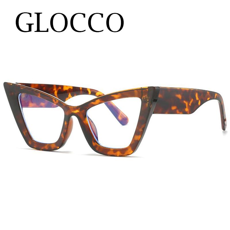 Fashion Oversized Cat Eye Clear Green Reading Glasses Women Vintage Designer Blue Light Blocking Female Eyeglasses