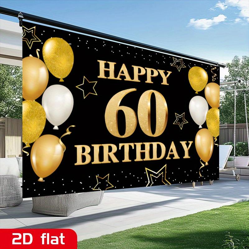 Two-dimensional Flat Banner 1 Piece - 60th Birthday Golden Black Theme Party Banner. Suitable for Party Decoration.