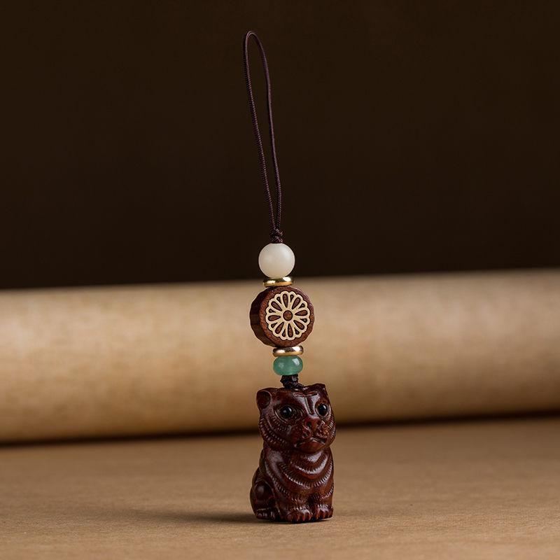 Sandalwood Zodiac Tiger Keychain & Phone Lanyard Pendant