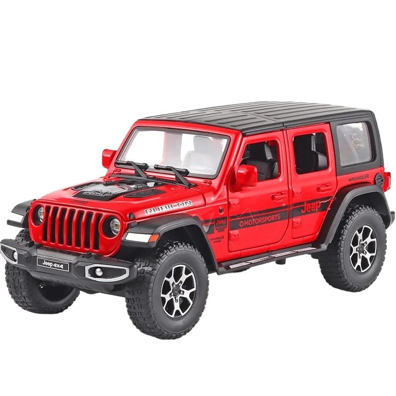 1/22 Scale Jeeps Wrangler Pickup Off-road Vehicle Alloy Model Car Simulation Sound and Light Diecast Metal Toy Collection Gift for Boy