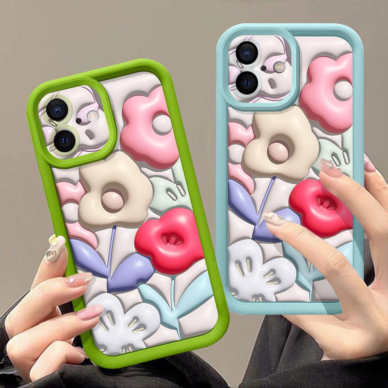 Blumenhülle für iPhone 16 Pro Max Stoßfeste TPU Weiche Silikonabdeckung Coque für iPhone 15 Pro Max 14 13 12 11 Handyhülle