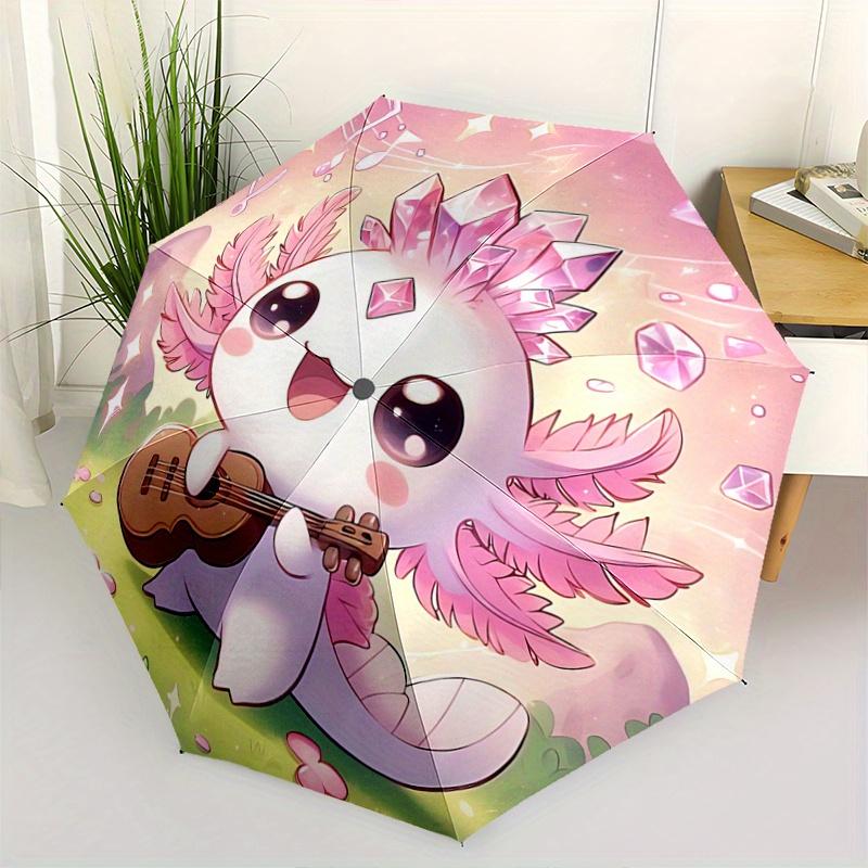 

1pc Cute Axolotl Playing Guitar Automatic Opening and Closing Folding - A Good Choice for Gifts, Fashionable and Convenient Umbrella With Cute Ca
