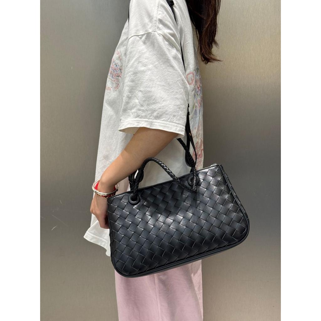 Cross-border New Cowhide Woven Basket Bag Retro Premium Portable Vegetable Basket Bag Large Capacity Shoulder Messenger Women's Bag