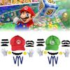 Sombrero de Sol Octogonal Oficial de Personaje Mario para Adulto, Gorra de Béisbol y Set de Accesorios