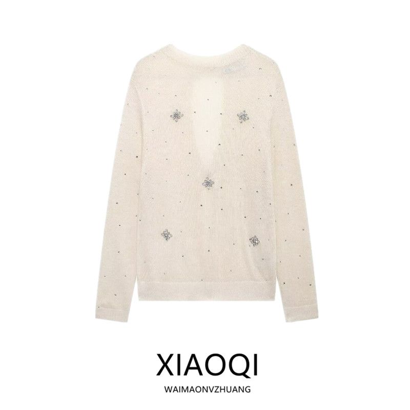 Fashion Style 2024 Fall and Winter New Women's Clothing Easiest for Match Jewelry round Neck Long Sleeves Casual Sweater 0234102