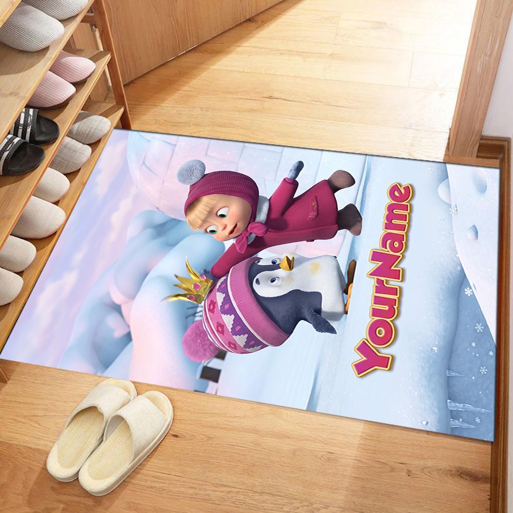 Masha Bear Customize Text Area Rug Suitable for Entryway Living Rooms Outdoor Hallway Antislip Carpet Office home decor Spiritual Gift