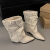 American Spice Girls Belt Buckle Pants Boots Short Boots Women's Boots 2025 Early Autumn New Niche Design Short Boots Western Boots