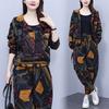 Women's Spring and Autumn Plus Size Hooded Zipper Section Jacket + Casual Wide Leg Pants Sports Two Piece Set