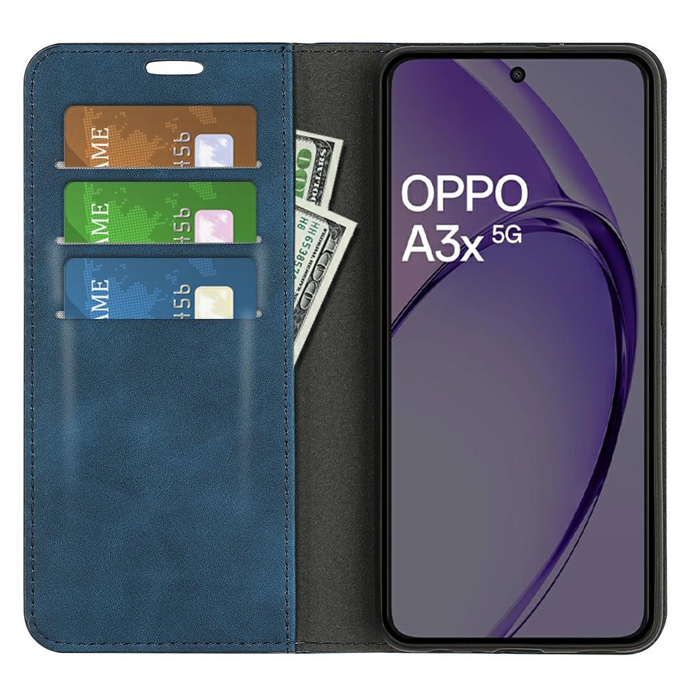 

For Oppo A3x 5G/A3x 4G/A3 5G/A3 4G/A60 5G/A40 4G Case Skin-Touch Leather Wallet Phone Cover Blue