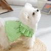 Spring Summer Dog Princess Wind Striped Traction Small Fly Sleeve Strap Skirt Cat Dress Teddy Pet Dog Clothes