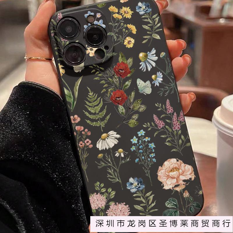 Colored flower bushes for iPhone16plus Apple 11/12/13/14/15Promax mobile phone case