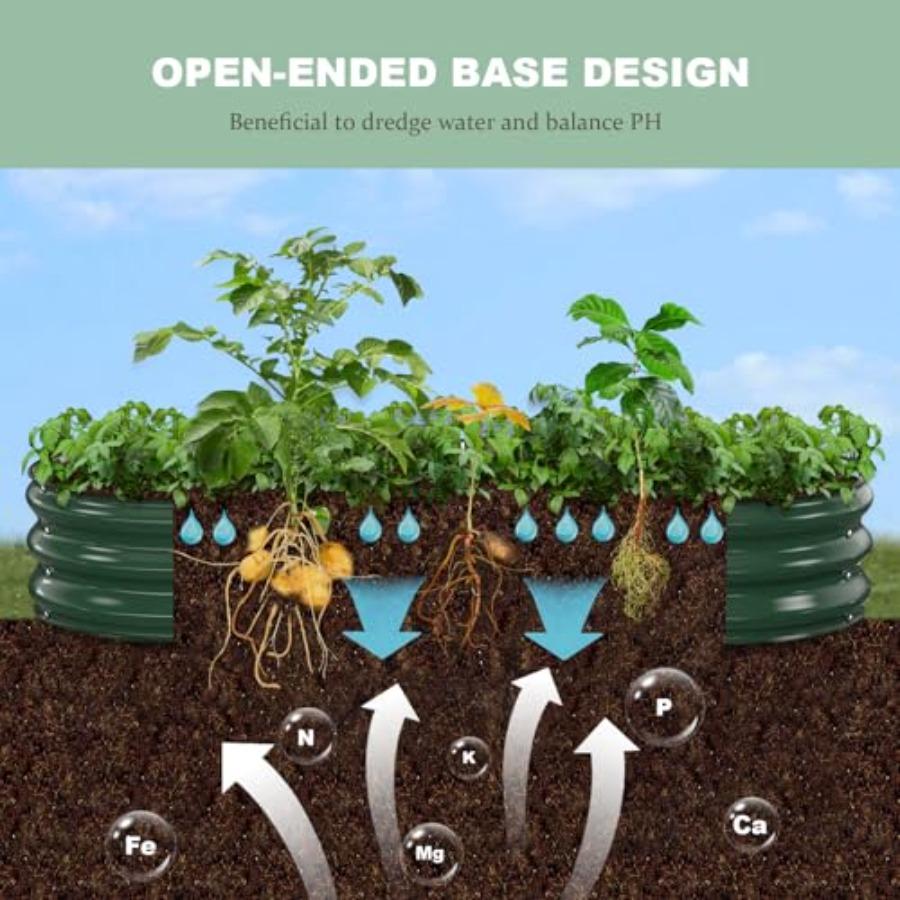 Raised Garden Bed 6x3x1ft Galvanized Outdoor Planter Beds with Safety Edging and Gloves Oval Metal Planter Box for Gardening Ve