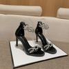 Fashion Women's Fashion Stiletto Solid Color Exquisite High Heel Sandals Women's Fine Heel Sexy Rhinestone Chain Silk High Heels