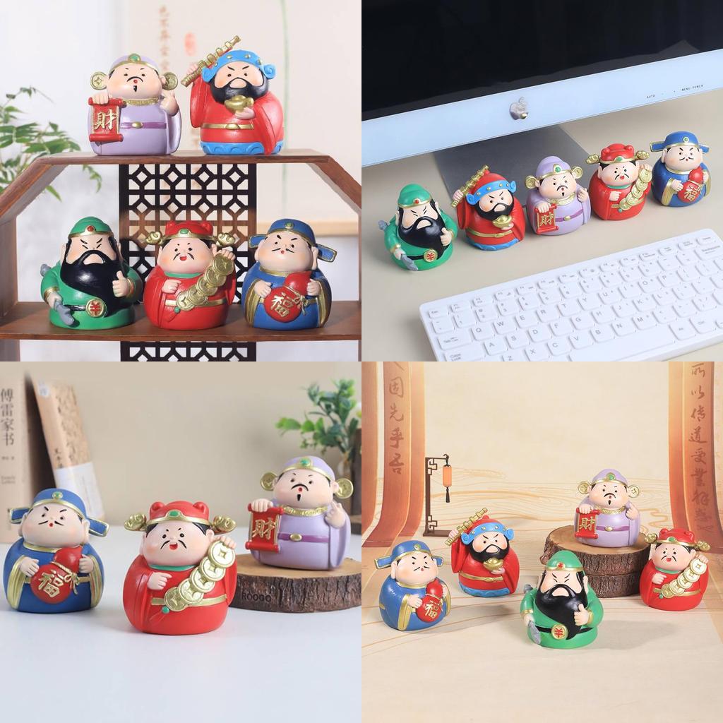 Adorable Resin Car Decorations Lucky Wealth God Figures Cartoon Style Stress Reliever