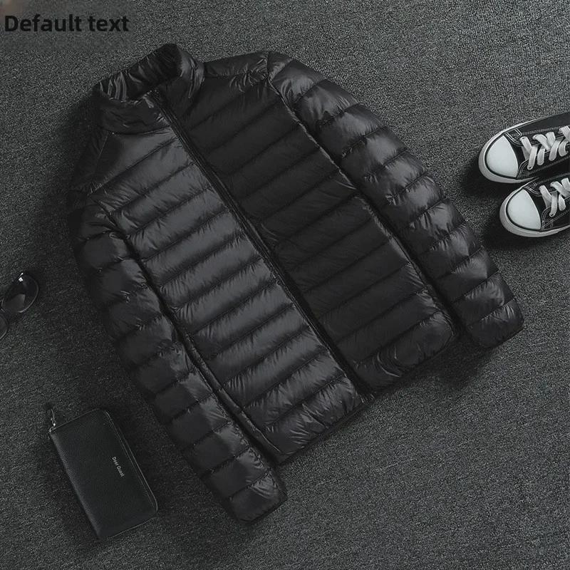 Men's Ultra-Light Winter Cotton Jacket, Short Stand-Up Collar, Plus Velvet, Large Size