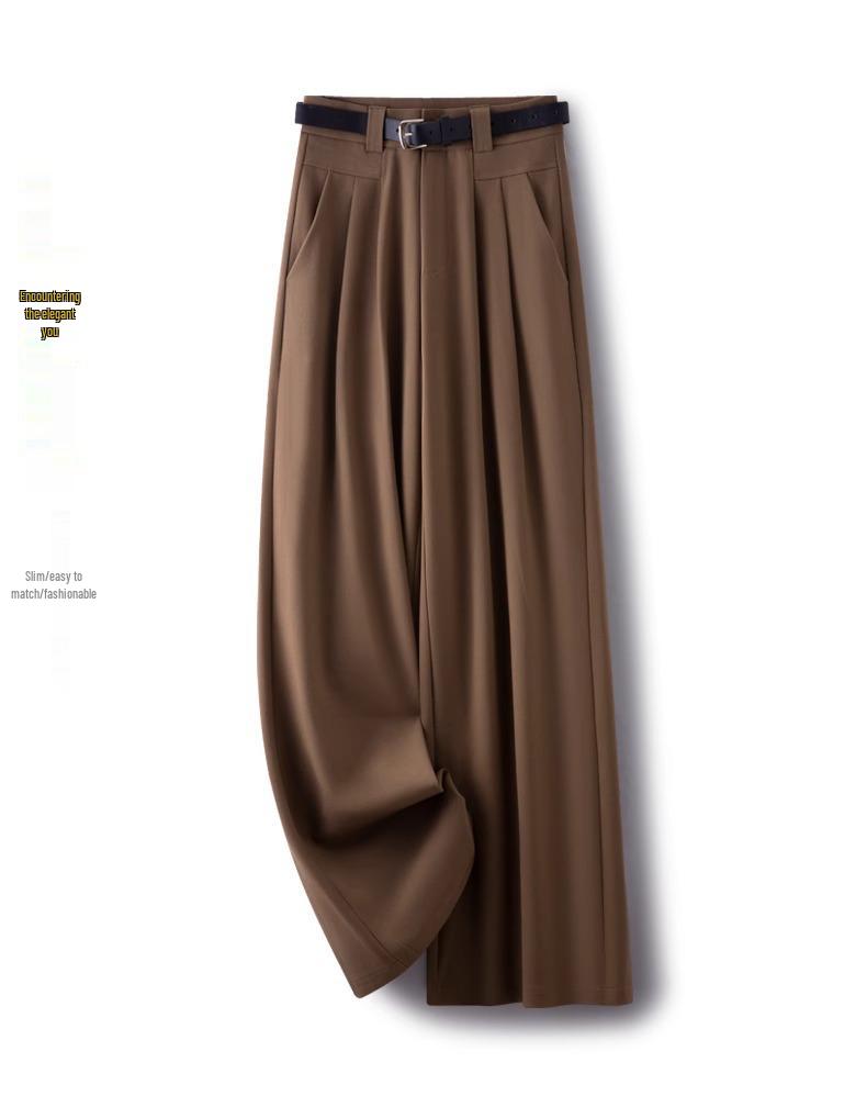 Women's Spring/Autumn Wide-Leg Drape Pants - Small Size, Straight Casual Design