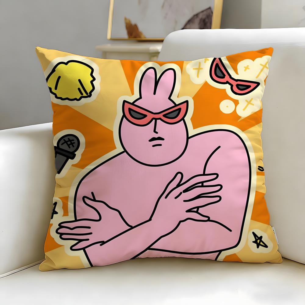 Klassische Cartoon-Freund Hase Kissenbezug Weich Leicht zu Waschen Kissenhülle Vielseitig für Sofa Bett Reisen und Büro