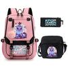 Kids Printed Backpack School Use Lightweight Oxford Fabric Bag With Arc Shoulder Straps 20-35L Capacity Neutral Style