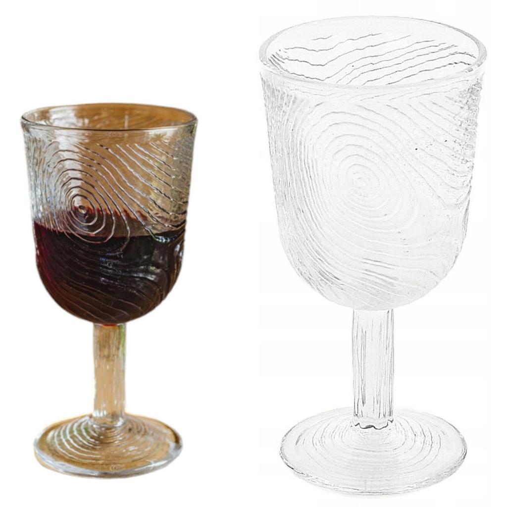 Wine Glass With Arbre Wood Slice Pattern, Transparent Glass