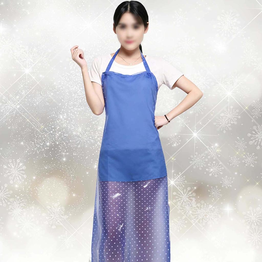 1Pcs Transparent Oilproof Apron Waterproof Sleeveless PVC Apron Kitchen Cooking Commercial Cleaning Restaurant Blue