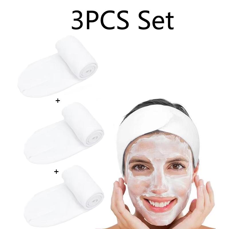 3Pcs Women'S Makeup, Face Wash, Solid Color Velcro Headbands, Sports Yoga Headbands, Spa Bathroom Headbands