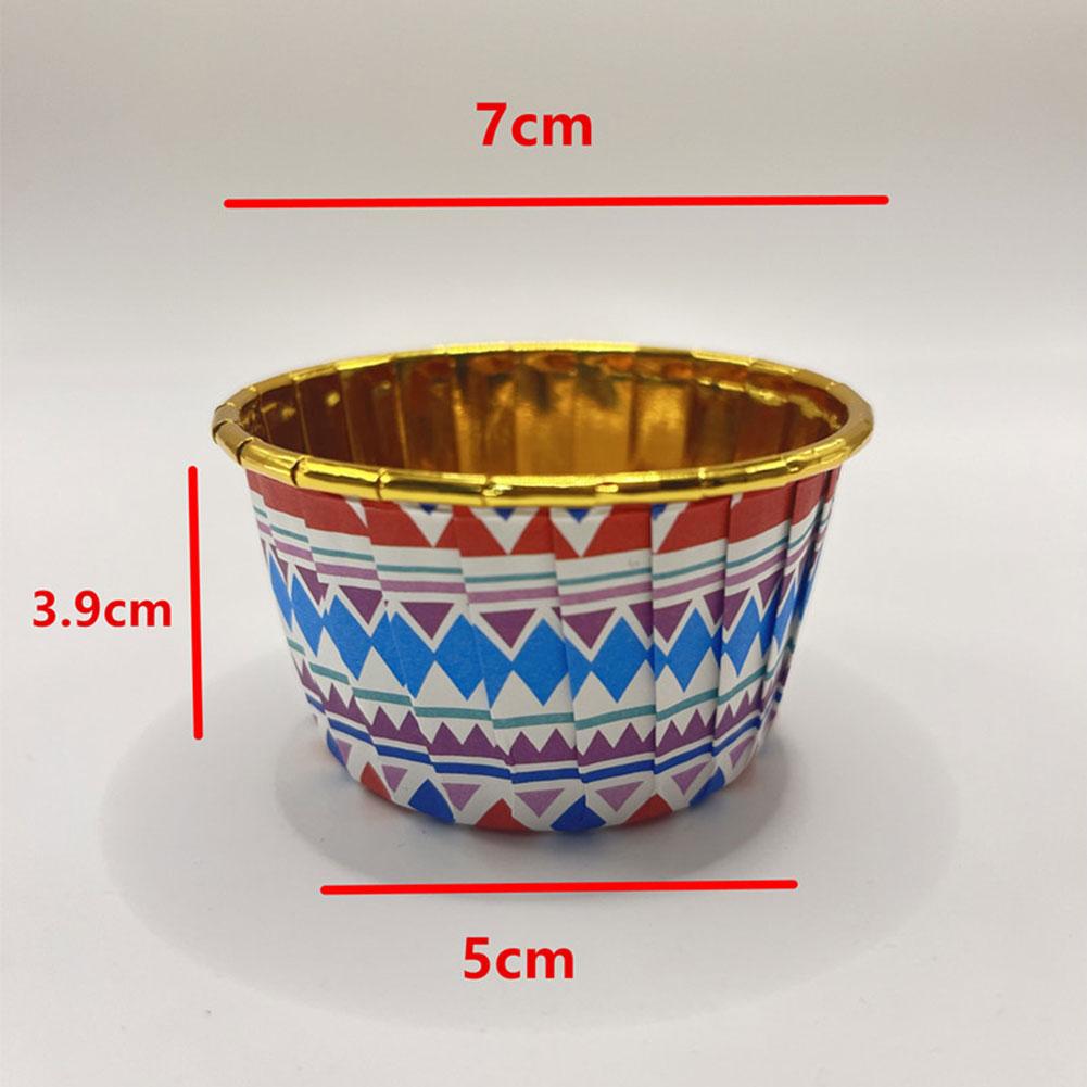 50pcs Bohemian-Print Muffin Cups Aluminium Foil Cupcake Cases Heat Resistant Baking Cup Disposable Cake Pan For Home Kitchen