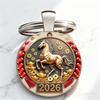 Keychain with Glass Horse Statue 2026 Year of Horse Good Luck Charm Solid Keyring Keys Backpacks Car Ornament